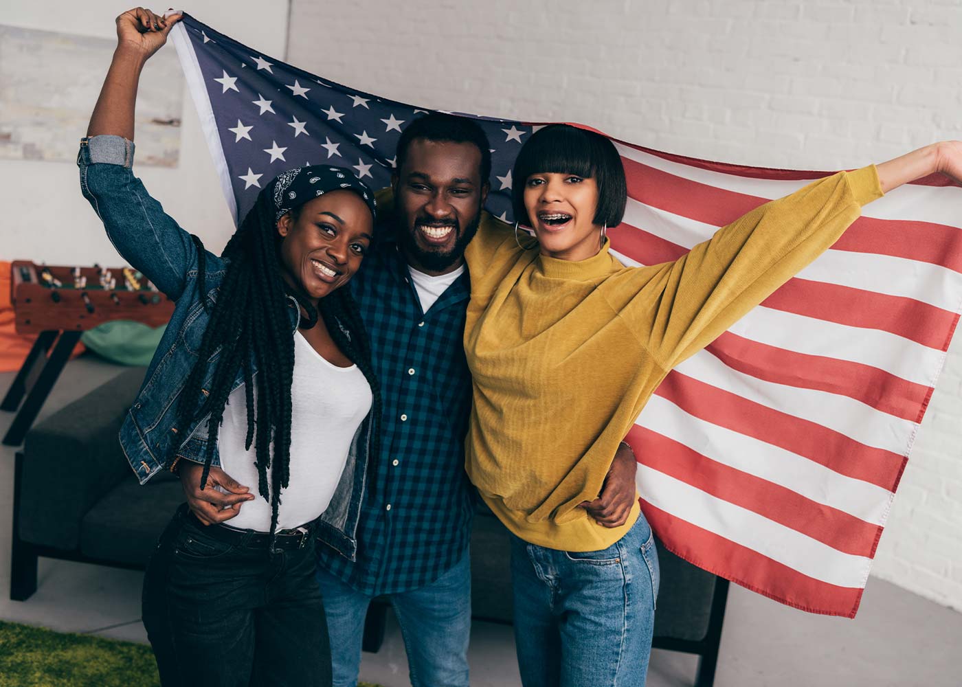 TREC DC Blog - three young people holding the American flag